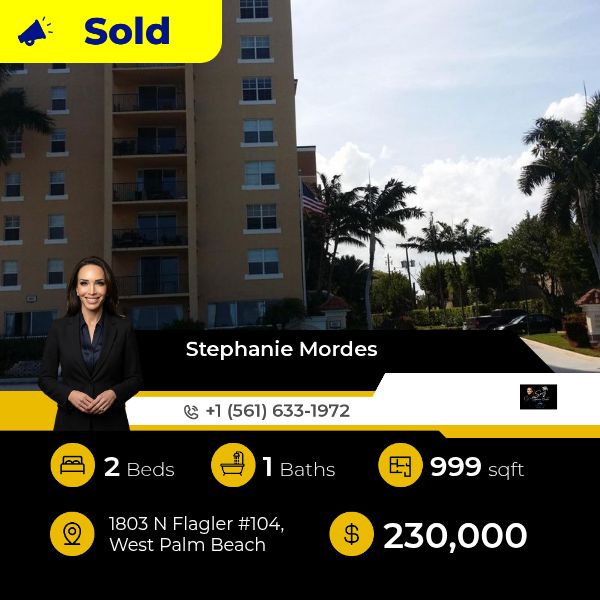This Condominium at 18 03 North Flagler Unit 104, West Palm Beach has just been sold